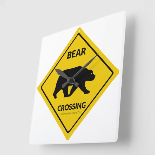 SlipperyJoeのクマのクロッシングのサインはシルエットw スクエア壁時計 (傾斜)