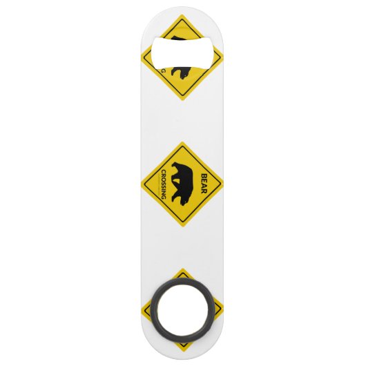 SlipperyJoeのクマのクロッシングのサインはシルエットw スピード栓抜き (裏面)