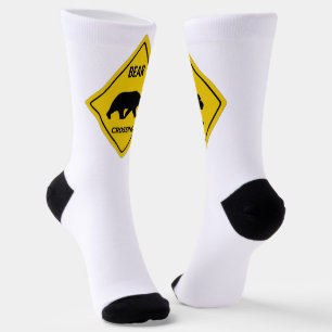 SlipperyJoeのクマのクロッシングのサインはシルエットw ソックス