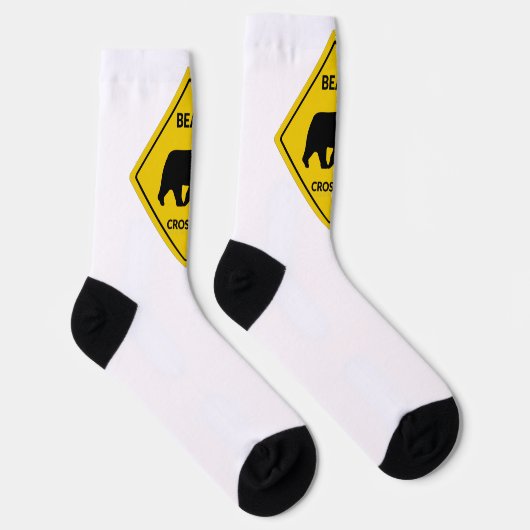 SlipperyJoeのクマのクロッシングのサインはシルエットw ソックス (右)