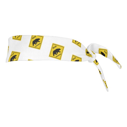 SlipperyJoeのクマのクロッシングのサインはシルエットw タイヘッドバンド (回転90)