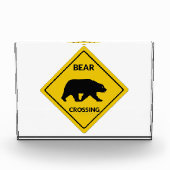 SlipperyJoeのクマのクロッシングのサインはシルエットw フォトブロック (正面)