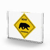 SlipperyJoeのクマのクロッシングのサインはシルエットw フォトブロック (右)