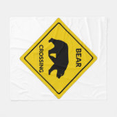 SlipperyJoeのクマのクロッシングのサインはシルエットw フリースブランケット (正面(横))