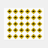 SlipperyJoeのクマのクロッシングのサインはシルエットw ラベル (シート)