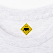 SlipperyJoeのクマのクロッシングのサインはシルエットw ラベル (貼付)