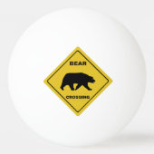 SlipperyJoeのクマのクロッシングのサインはシルエットw 卓球ボール (正面)