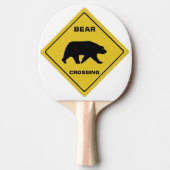 SlipperyJoeのクマのクロッシングのサインはシルエットw 卓球ラケット (正面)