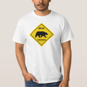 SlipperyJoeのクマのクロッシングのサインはシルエットw Tシャツ