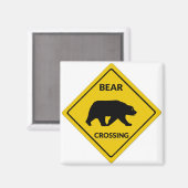 SlipperyJoeのクマ交差シルエット黄色 マグネット (正面/裏面)