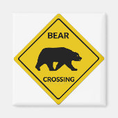 SlipperyJoeのクマ交差シルエット黄色 マグネット (正面)