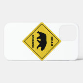 SlipperyJoeのクマ横断注意の看板 クマのシルエットが歩く Case-Mate iPhoneケース (裏面 (横))