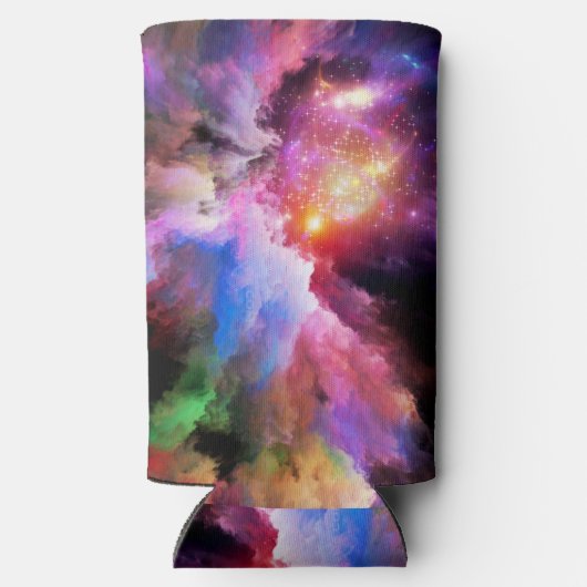 SlipperyJoeのクラウドアートワークの抽象芸術サーレ鮮やかー スリム缶クーラー (裏面)