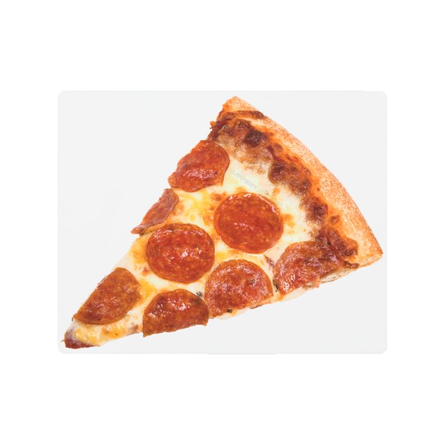 SlipperyJoeのクラシックペッペロニピザスライスは溶けた メタルプリント (正面)