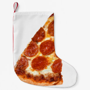 SlipperyJoeのクラシックペパロニピザスライスがとろけた スモールクリスマスストッキング