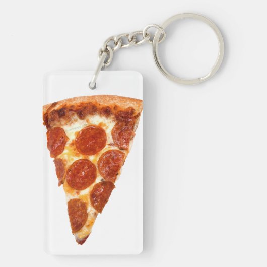 SlipperyJoeのクラシックペペローニピザのスライスが溶けた キーホルダー (裏面)