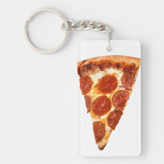 SlipperyJoeのクラシックペペローニピザのスライスが溶けた キーホルダー (正面)