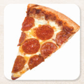 SlipperyJoeのクラシックペペローニピザのスライスが溶けた スクエアペーパーコースター (正面)