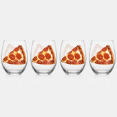 SlipperyJoeのクラシックペペローニピザのスライスが溶けた ステムなしワイングラス (裏面)