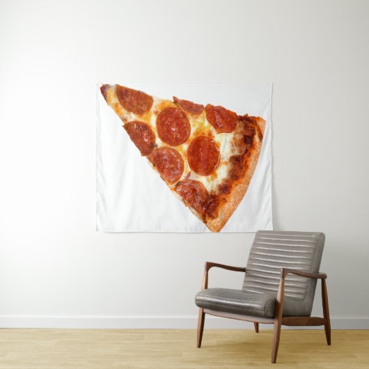 SlipperyJoeのクラシックペペローニピザのスライスが溶けた タペストリー (インサイチュ(横))