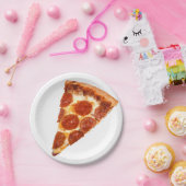 SlipperyJoeのクラシックペペローニピザのスライスが溶けた ペーパープレート (パーティー)