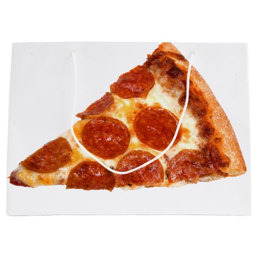 SlipperyJoeのクラシックペペローニピザのスライスが溶けた ラージペーパーバッグ (正面)