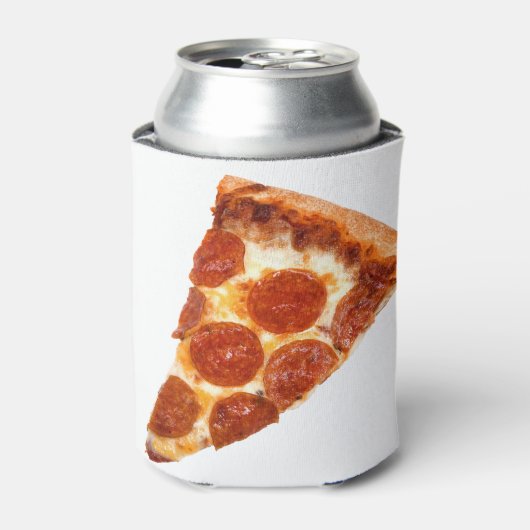 SlipperyJoeのクラシックペペローニピザのスライスが溶けた 缶クーラー (缶正面)