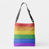 SlipperyJoeのクラシックレインボータクタイルハンドメイド クロスボディバッグ (裏面)