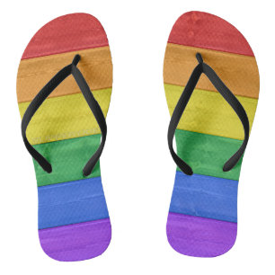 SlipperyJoeのクラシックレインボータクタイルハンドメイド ビーチサンダル