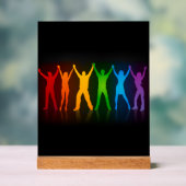 SlipperyJoeのグループの人々が手を握ってLを形成 アクリルサイン (ニュートラル)