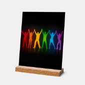 SlipperyJoeのグループの人々が手を握ってLを形成 アクリルサイン (傾斜)