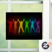 SlipperyJoeのグループの人々が手を握ってLを形成 ウィンドウサイン (ホーム)