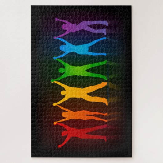 SlipperyJoeのグループの人々が手を握ってLを形成 ジグソーパズル (縦)