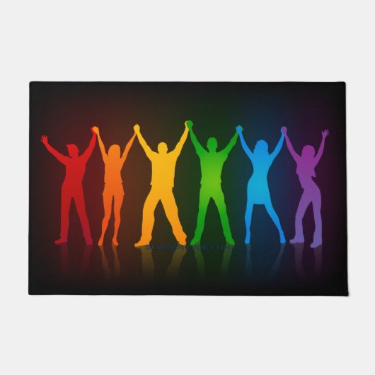 SlipperyJoeのグループの人々が手を握ってLを形成 ドアマット (正面)