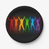 SlipperyJoeのグループの人々が手を握ってLを形成 ペーパープレート (正面)