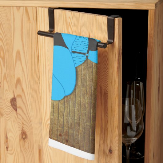 SlipperyJoeのゲイの筋肉は漫画のThongのリードを負担 キッチンタオル (三つ折り)