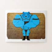 SlipperyJoeのゲイの筋肉は漫画のThongのリードを負担 ジグソーパズル (横)