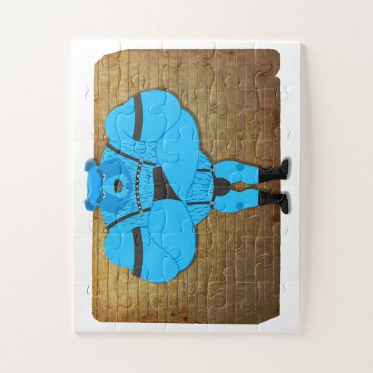 SlipperyJoeのゲイの筋肉は漫画のThongのリードを負担 ジグソーパズル (縦)