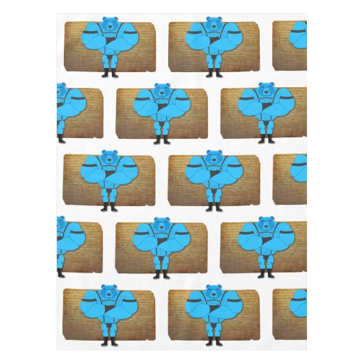 SlipperyJoeのゲイの筋肉は漫画のThongのリードを負担 テーブルクロス (正面)