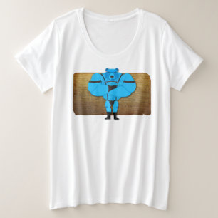 SlipperyJoeのゲイの筋肉は漫画のThongのリードを負担 プラスサイズTシャツ