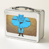 SlipperyJoeのゲイの筋肉は漫画のThongのリードを負担 メタルランチボックス (裏面)