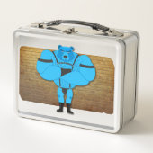 SlipperyJoeのゲイの筋肉は漫画のThongのリードを負担 メタルランチボックス (正面)