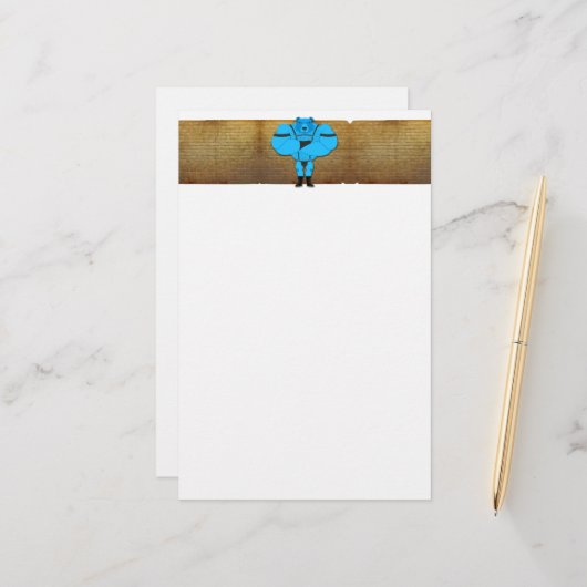 SlipperyJoeのゲイの筋肉は漫画のThongのリードを負担 便箋 (正面/裏面インサイチュ)