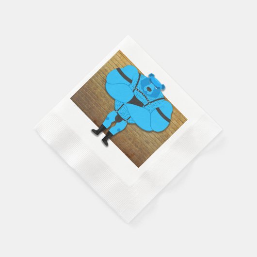 SlipperyJoeのゲイの筋肉は漫画のThongのリードを負担 縁ありカクテルナプキン (角)