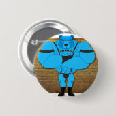 SlipperyJoeのゲイの筋肉は漫画のThongのリードを負担 缶バッジ (正面&裏面)