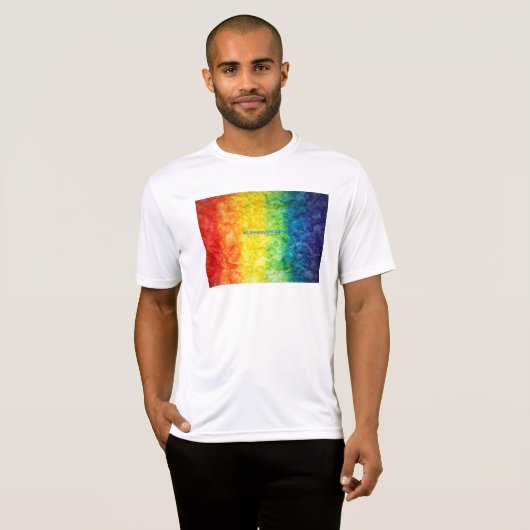 SlipperyJoeのゲイプライド国旗の虹の色のタイディ Tシャツ (正面フル)