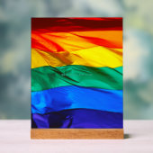 SlipperyJoeのゲイプライド国旗プライドの色v アクリルサイン (ニュートラル)