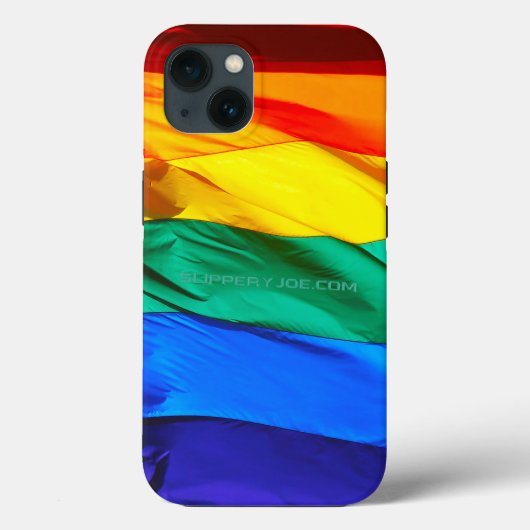 SlipperyJoeのゲイプライド旗がなびく赤オレンジ黄 Case-Mate iPhoneケース (裏面)
