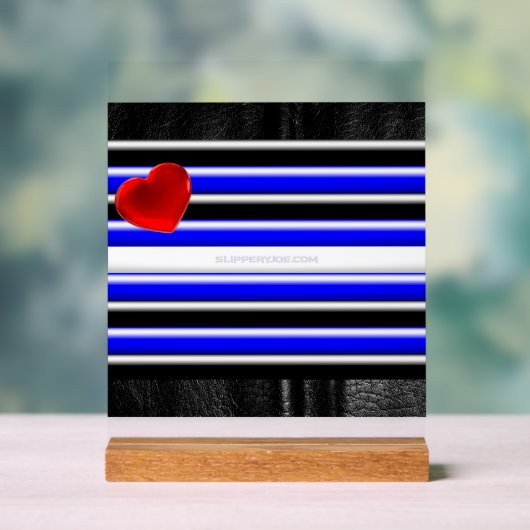 SlipperyJoeのゲイレザープライドフラグ黒王室のb アクリルサイン (ニュートラル)