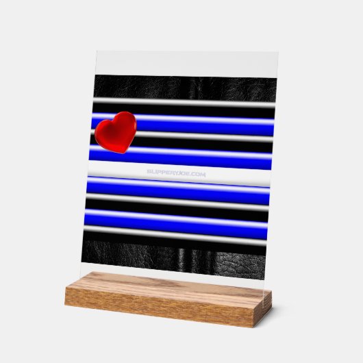 SlipperyJoeのゲイレザープライドフラグ黒王室のb アクリルサイン (傾斜)